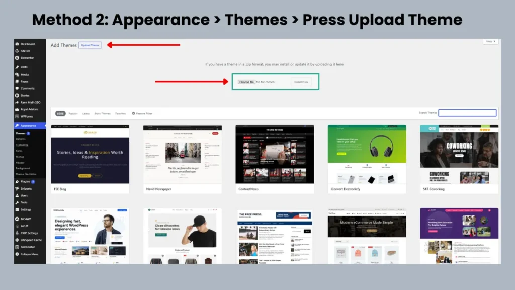 install wordpress theme from zip